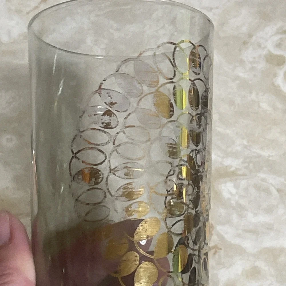 Vintage Federal Glass Smoky Gray Glass‎ With Gold 